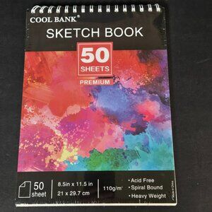 Cool Bank Premium Spiral Sketch Book Heavyweight Paper 50 Sheets Art Drawing Pad